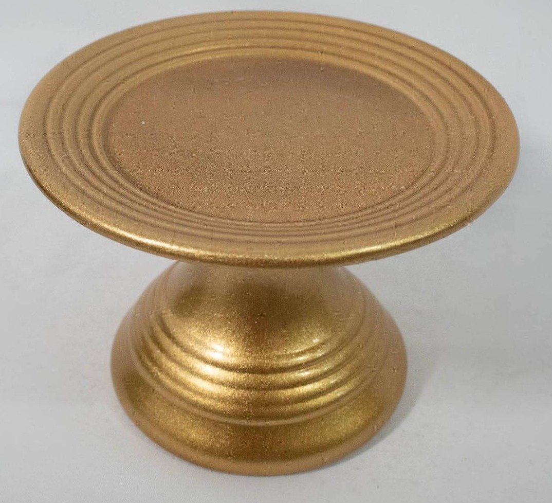 Bandeja Cerâmica Redonda  Dourado P - Vanessalocações