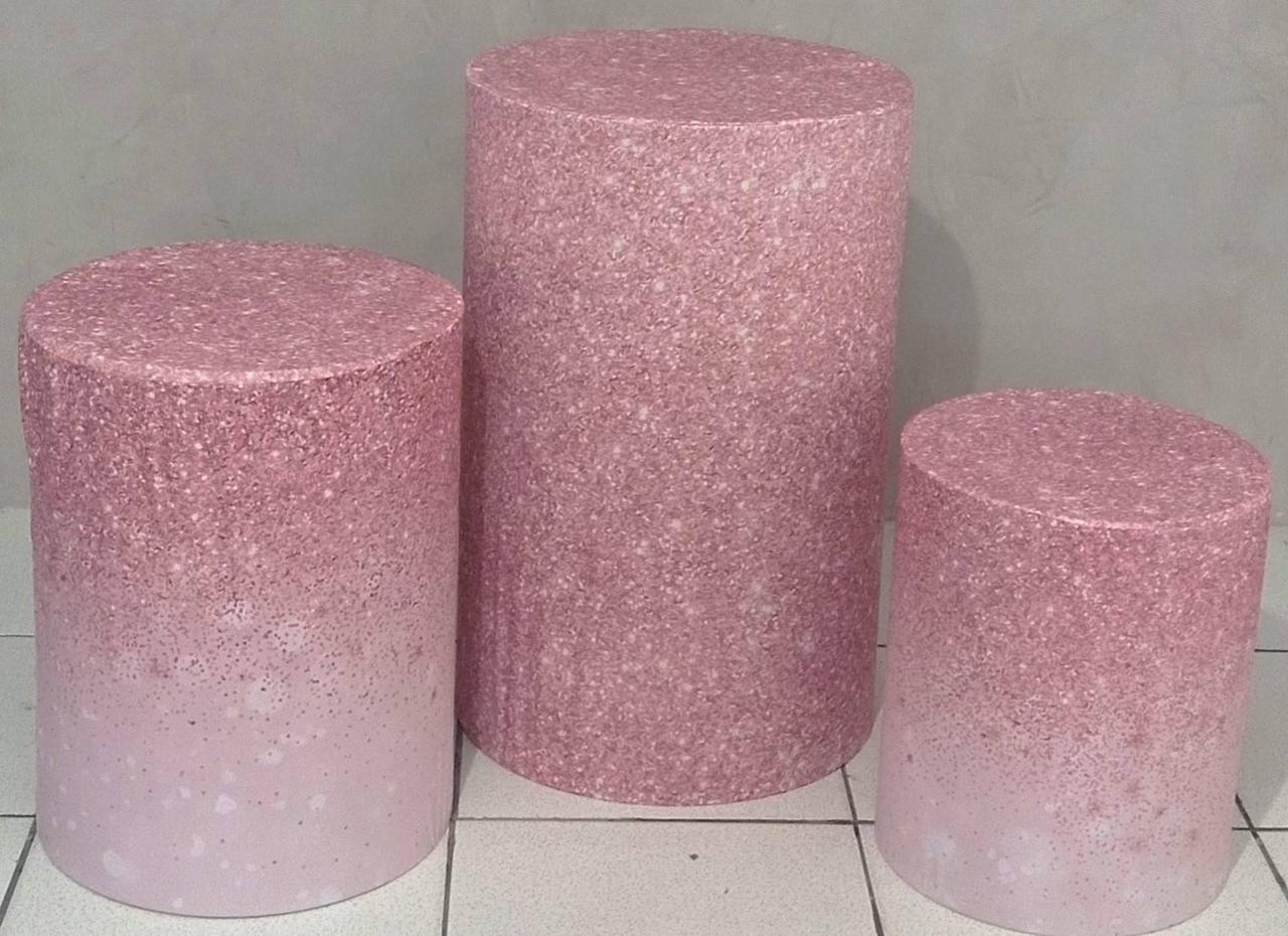 Trio de Capas Para Cilindro Rosa Gliter  - Vanessalocações