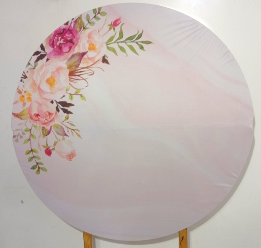 Capa P/ Painel Circular  -  Floral Rosê - Vanessalocações