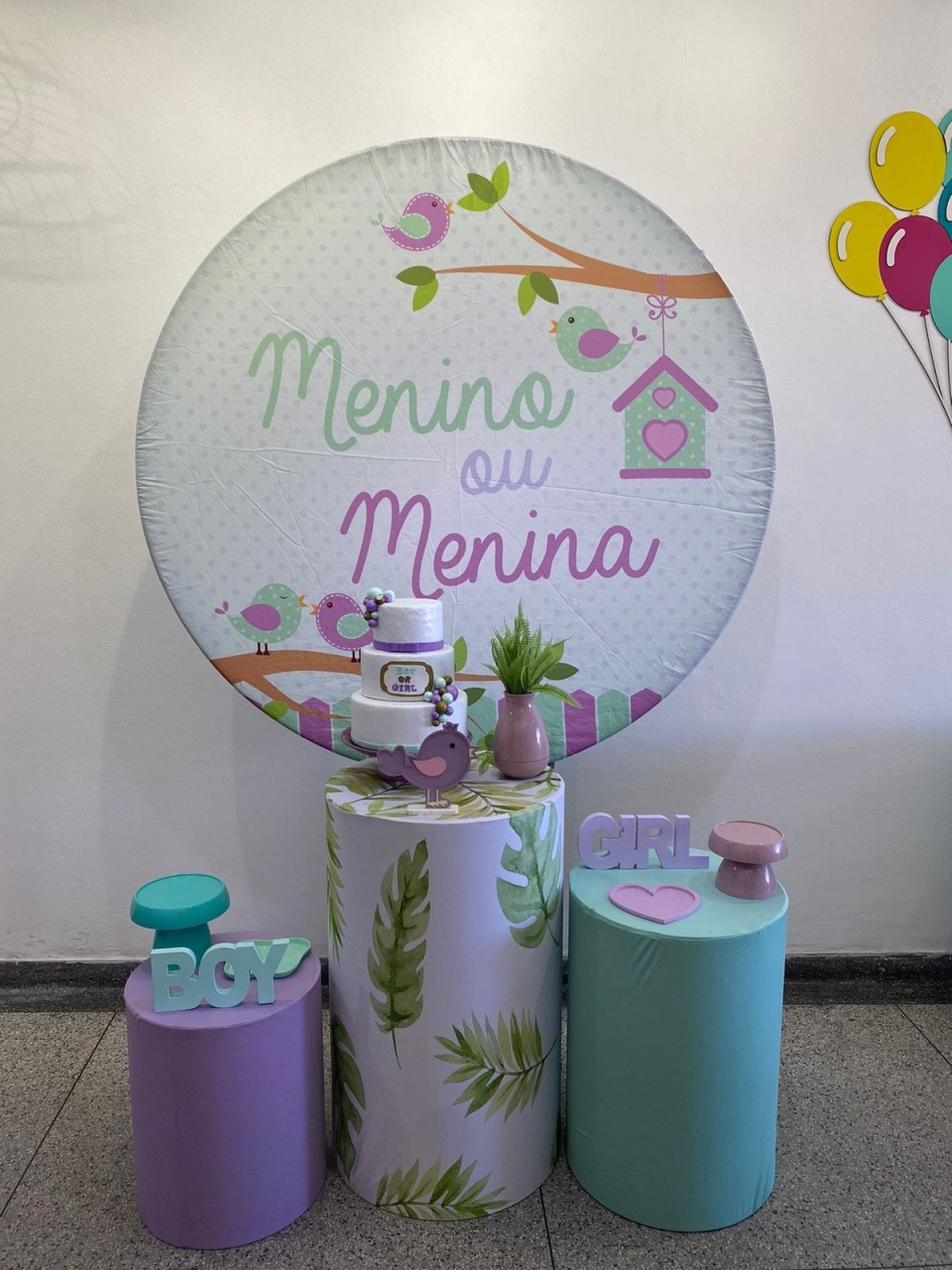Coleção Pocket Chá Revelação  Pássaros Verde Lilás - CamaleãoLocaçoes