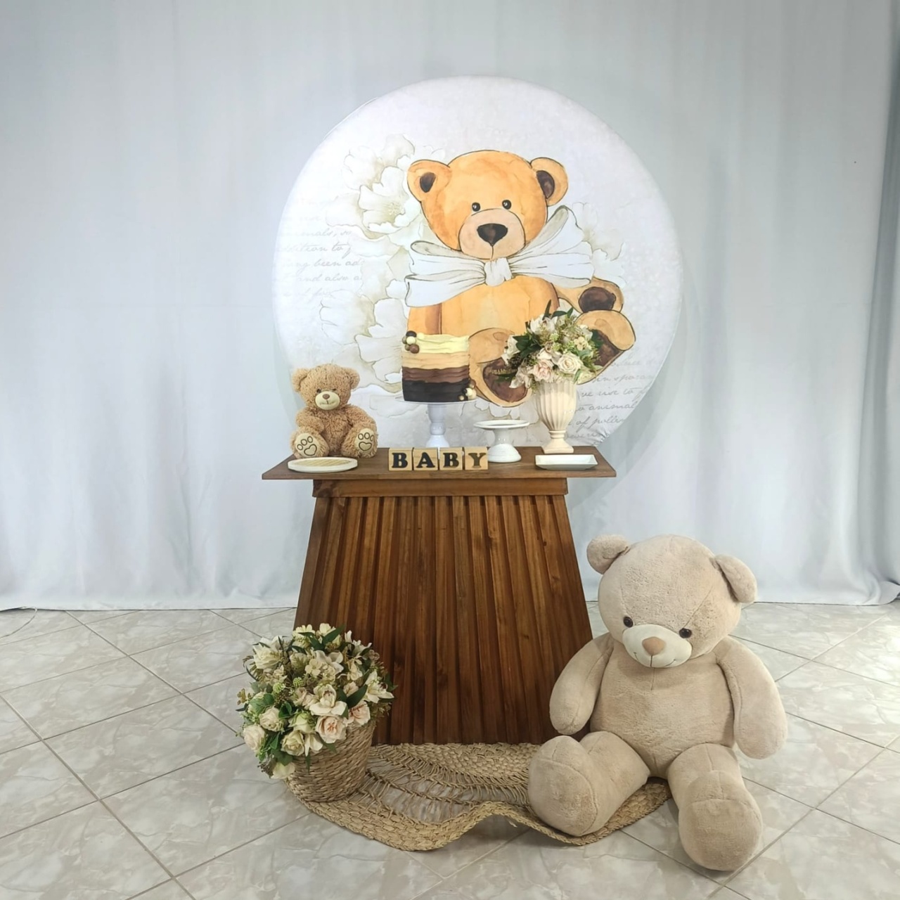 Composição Chá de Bebê Urso Mesa Ripada - CamaleãoLocaçoes