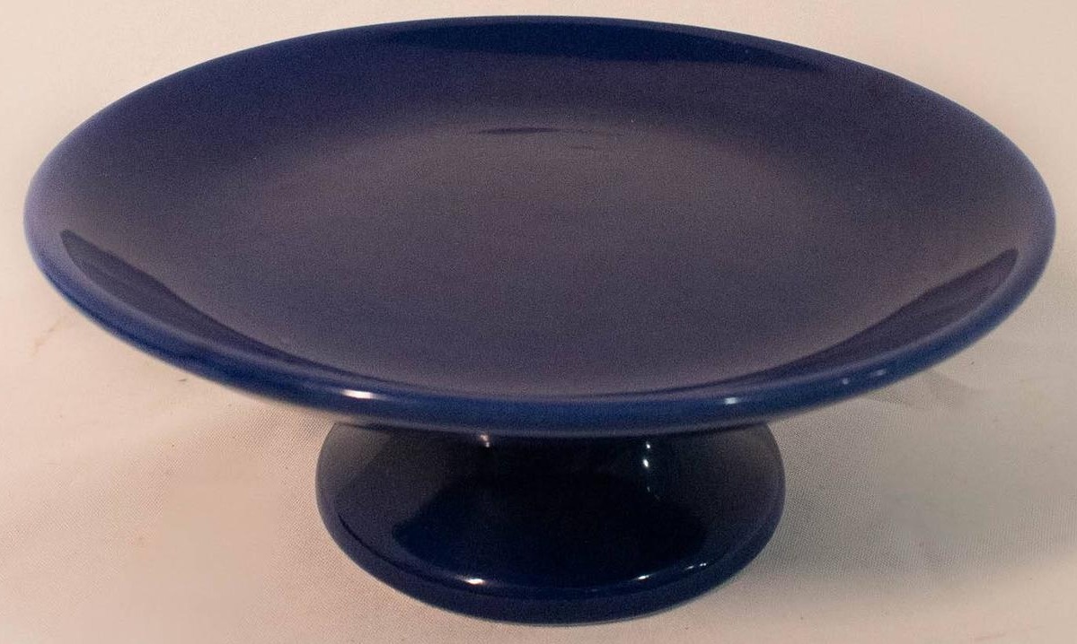 Bandeja Cerâmica Redonda  Côncavo Azul Colonial G - Vanessalocações