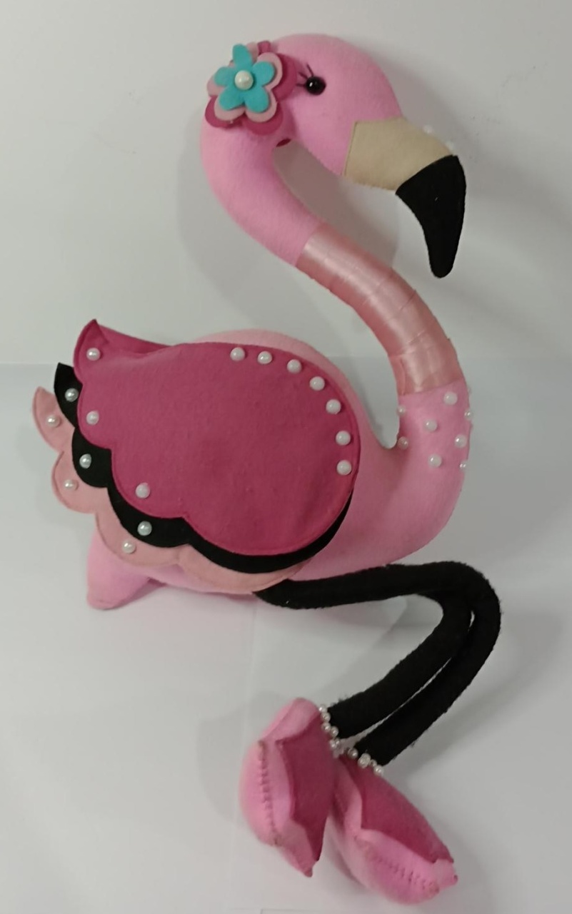 Flamingo Feltro Sentado Rosa Grande - Vanessalocações