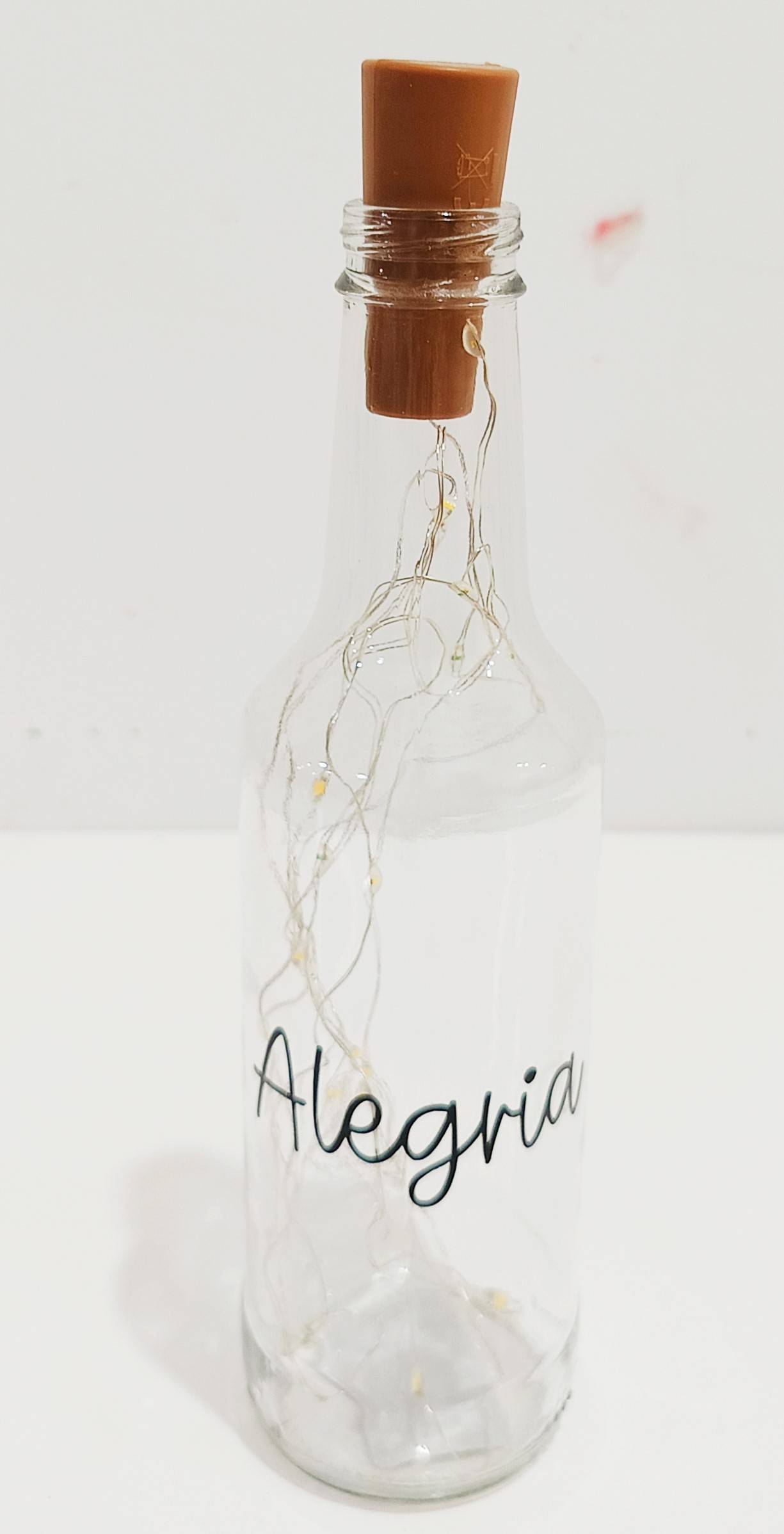 Garrafa Vidro Decorativo Led - Alegria - Vanessalocações