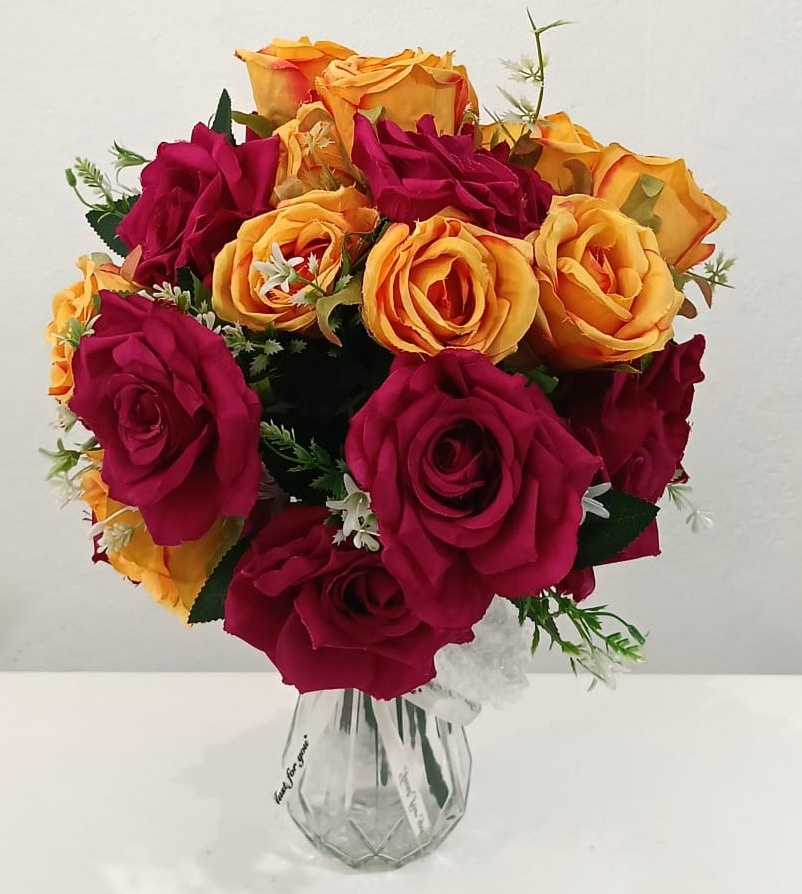 Buquê Flor Artificial Pink/Laranja M - Vanessalocações
