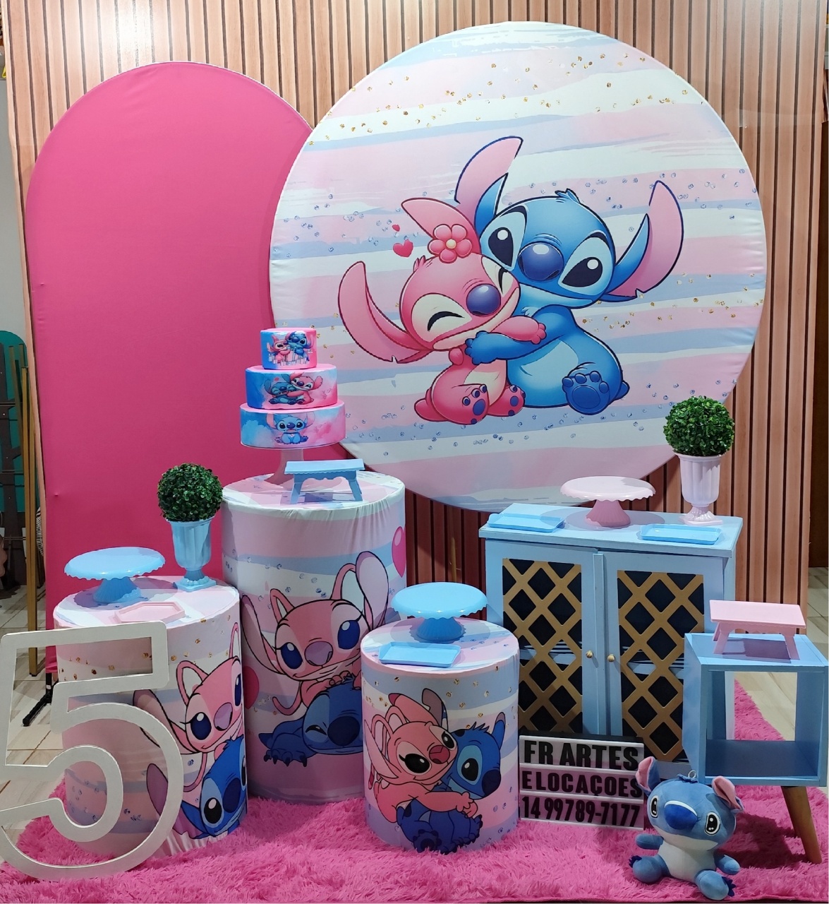 Stitch E Angel 1 - Completo (Incluir Pelucia , Numero Mdf E Bolo) - FR artes