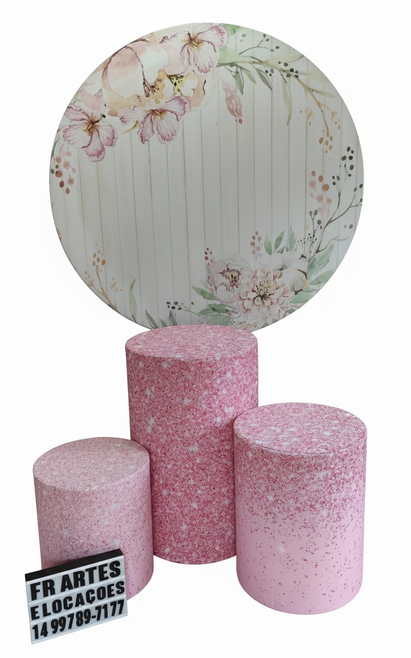 Jogo de Capa (Painel + Cilindros) Floral Rosa - FR artes