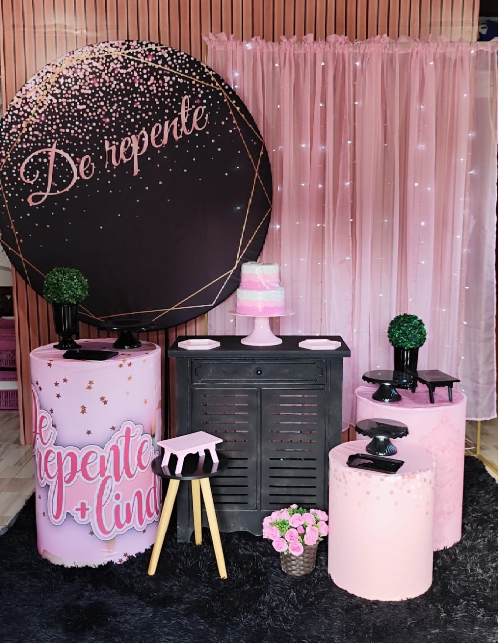 de Repente 2 - Completo (Incluir Cortina de Led Rosa E Vaso Com Flor) - FR artes