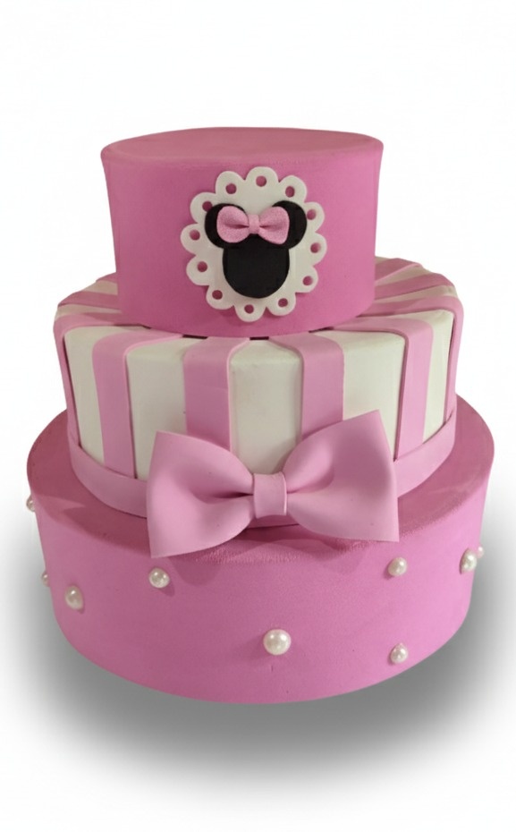 Bolo Fake Temático Minnie Rosa - FR artes