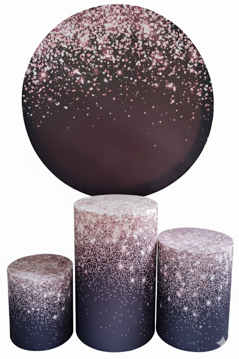 Jogo de Capa (Painel + Cilindros) Glitter Rose - FR artes