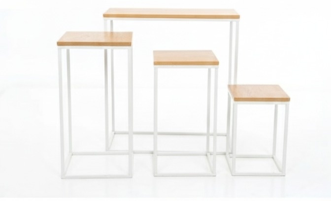 Jogo de Mesa Quadrado Com Ferros Brancos - FR artes