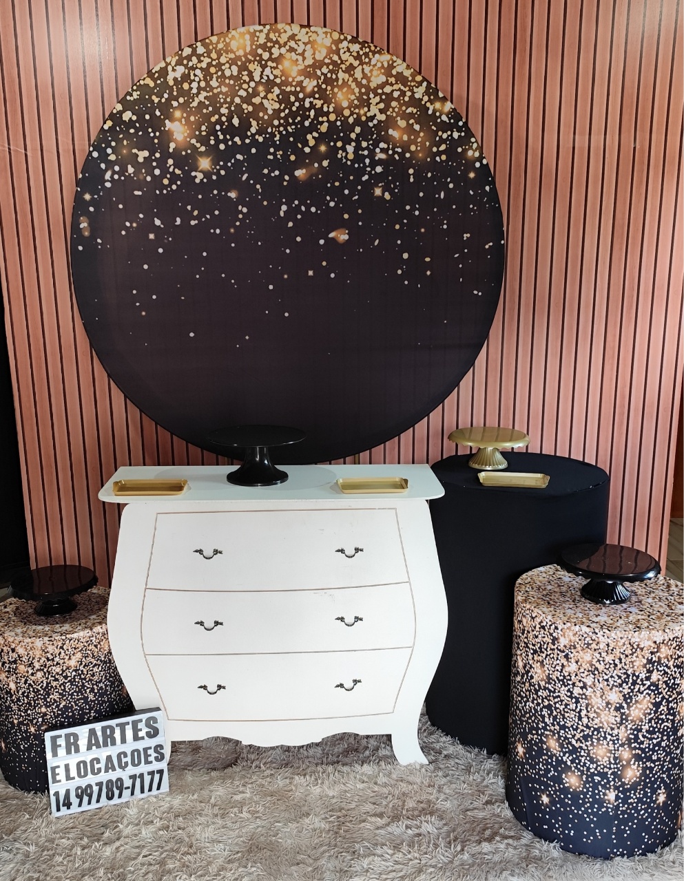 Glitter Preto E Dourado - Prata - FR artes