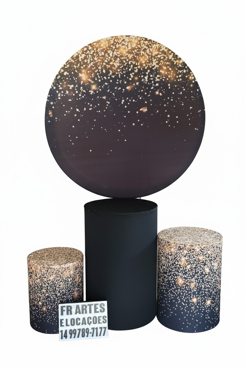 Jogo de Capa (Painel + Cilindros) Glitter Dourado - FR artes