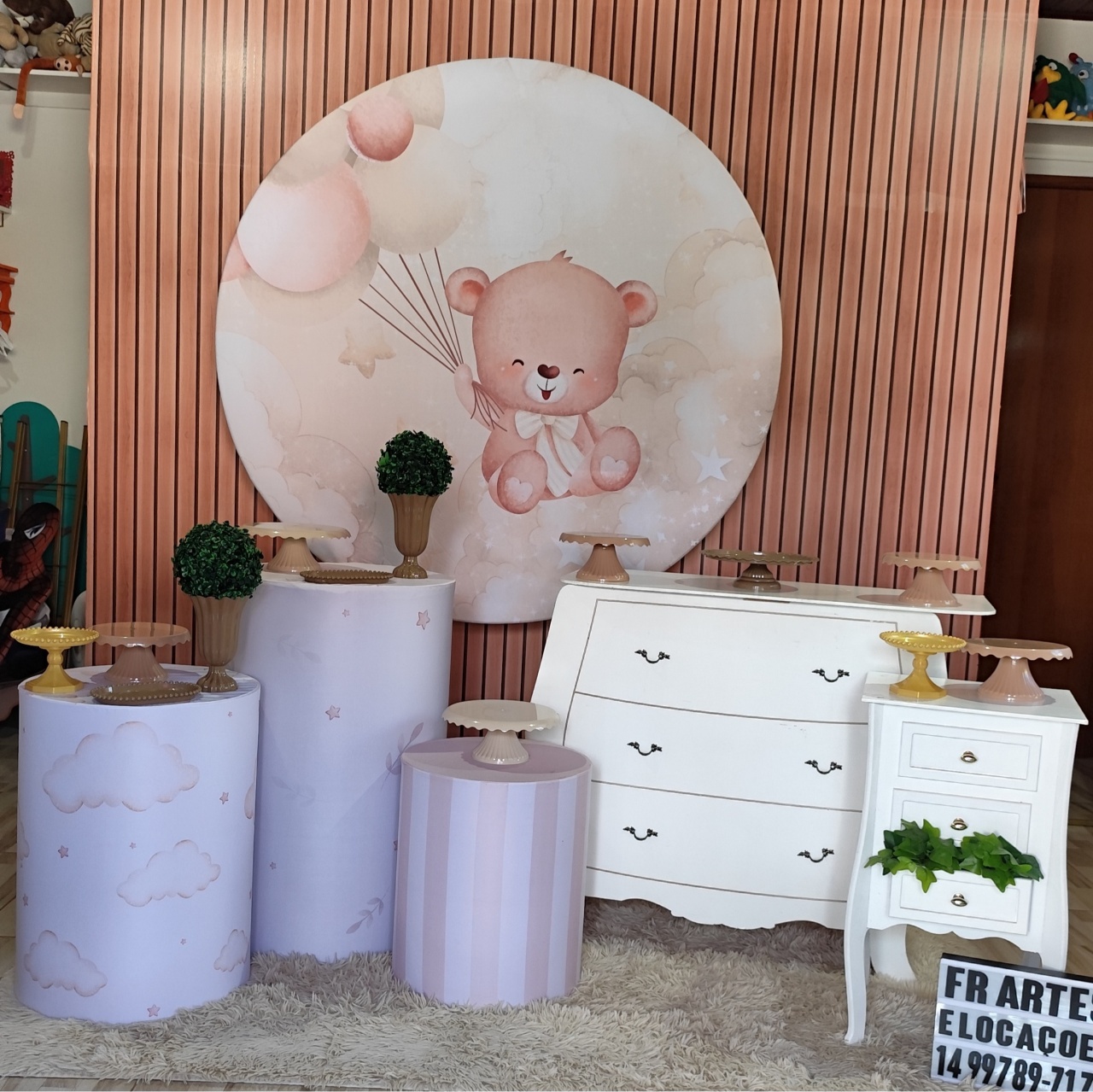 Chá de Bebe Bege- Ouro - FR artes
