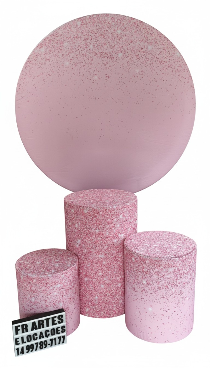 Jogo de Capa (Painel + Cilindros) Glitter Rosa - FR artes