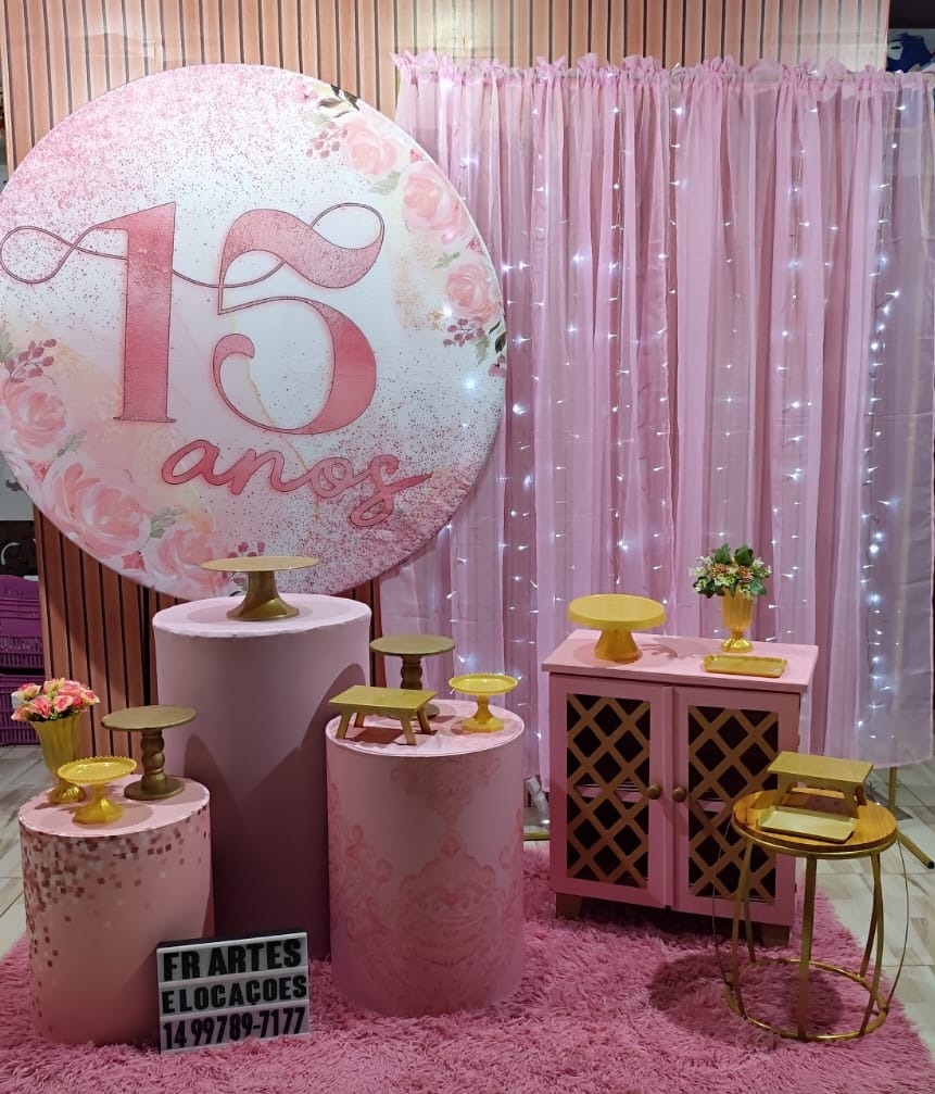 15 Anos Rosa - Completo (Incluir Cortina de Led) - FR artes