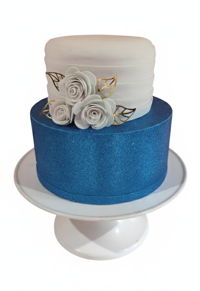 Bolo Fake Glitter Azul 2 Ou 3 Andares - FR artes