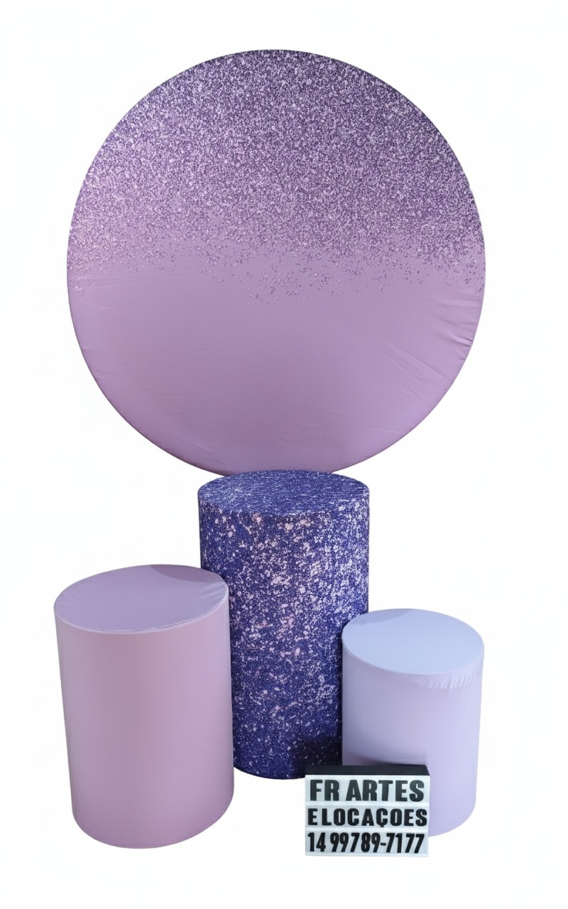 Jogo de Capa (Painel + Cilindros) Glitter Lilas - FR artes