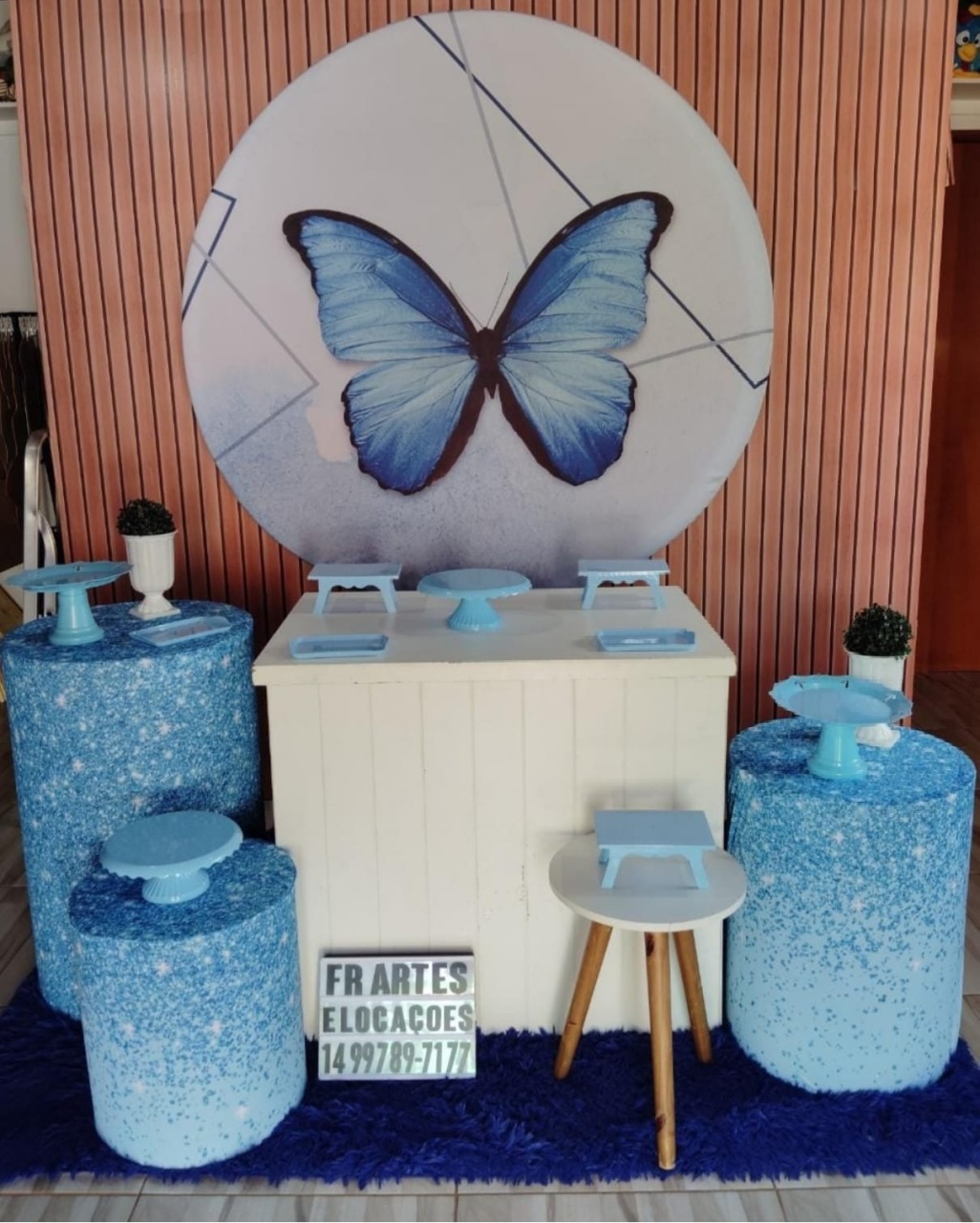Borboleta Azul - Ouro - FR artes