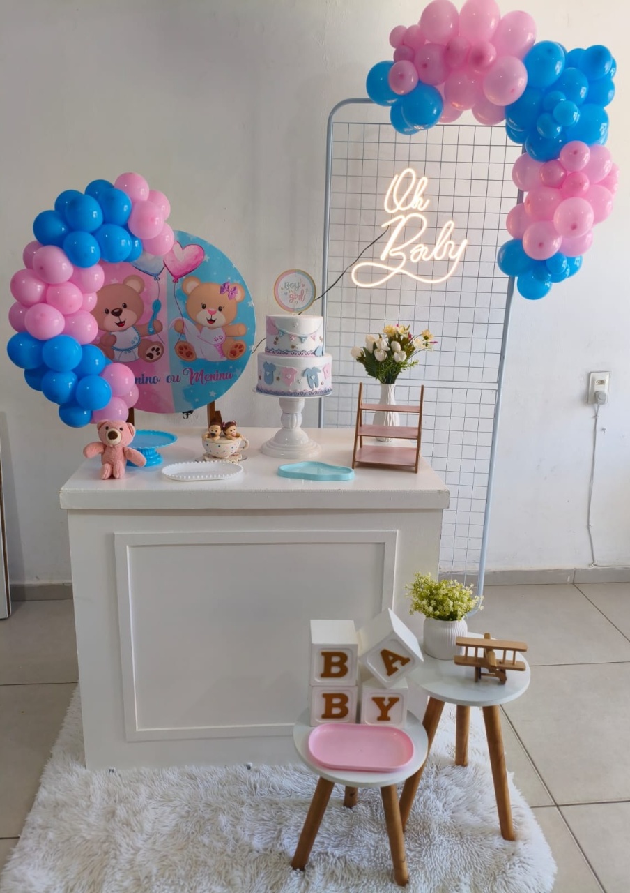 Chá Revelação Ursinhos Rosa E Azul  - Minifestaliv 