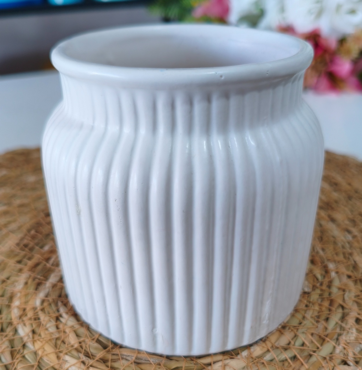 Vaso P Baixo Branco de Gesso  - Minifestaliv 