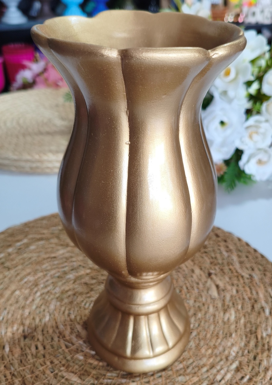 Vaso Cerâmica Dourado G  - Minifestaliv 