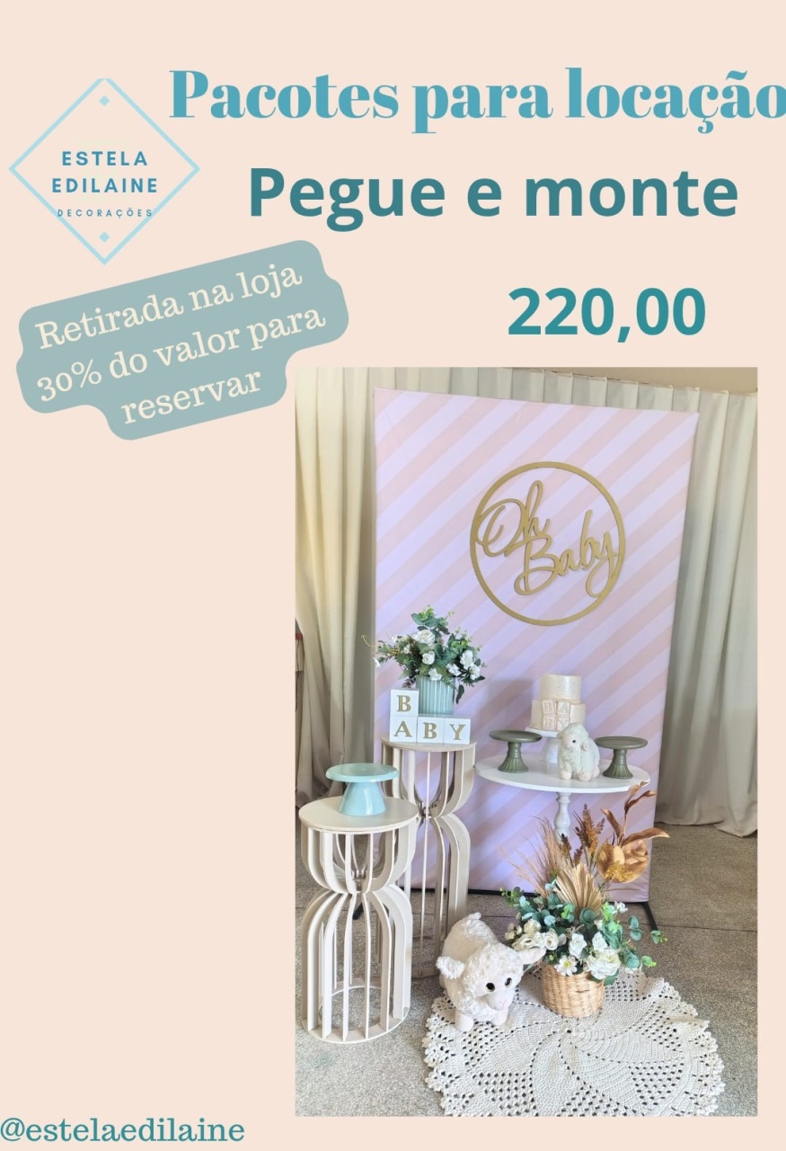Chá de Bebê Ou Revelação Clean - Estela Edilaine Pegue e monte 