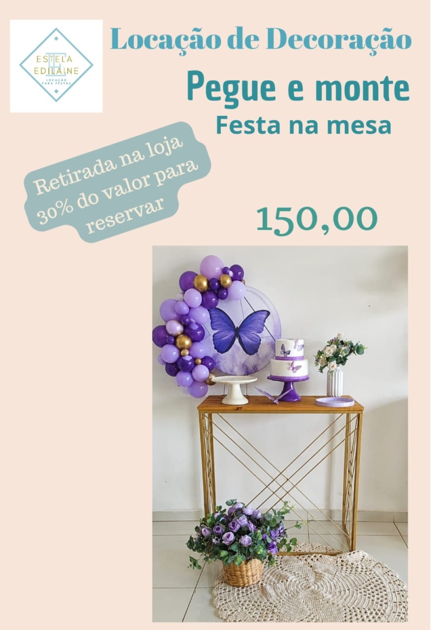 Borboleta Lilás Festa Na Mesa - Estela Edilaine Pegue e monte 