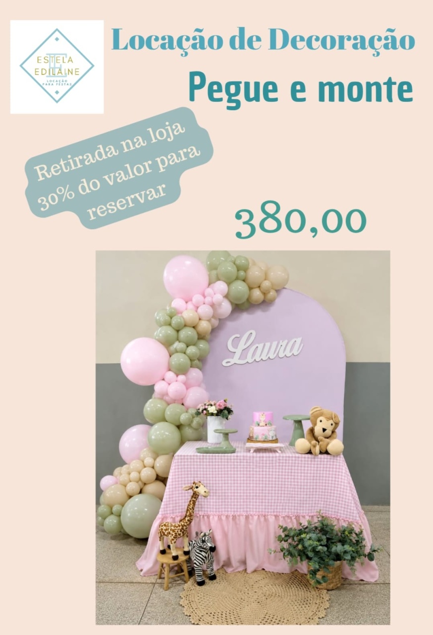 Safari Menina C/ Toalha Xadrez - Estela Edilaine Pegue e monte 