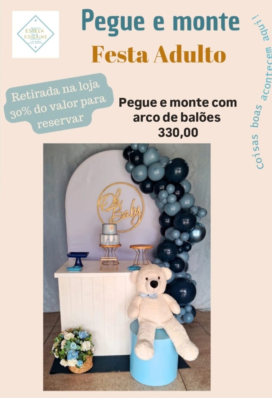 Chá de Bebê Menino C/ Balões  - Estela Edilaine Pegue e monte 