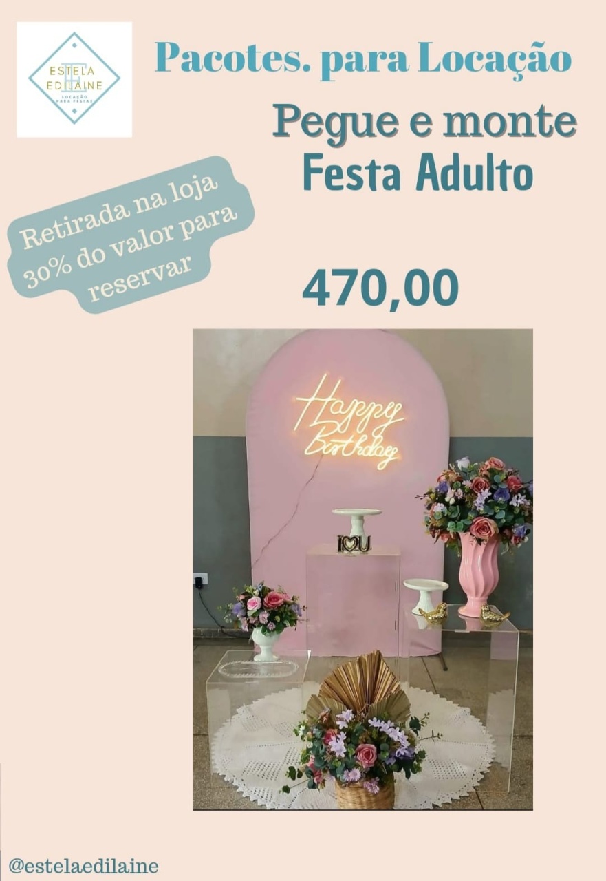 Festa Adulto Rosa 2 / 15 Anos - Estela Edilaine Pegue e monte 