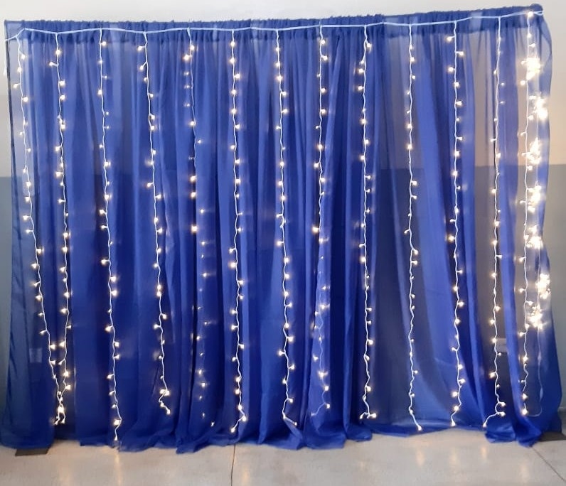 Painel Com Voal Azul Royal E Led 2,5M - Estela Edilaine Pegue e monte 