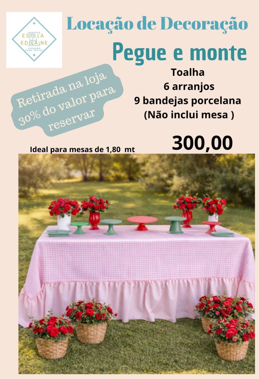 Decoração de Mesa Com Toalha 2  - Estela Edilaine Pegue e monte 