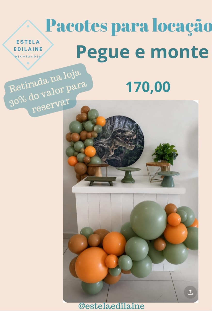 Dinossauro Festa Na Mesa - Estela Edilaine Pegue e monte 