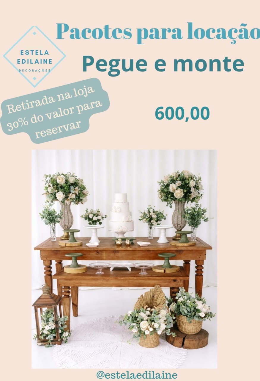 Casamento Tons de Verde 2 Mesas - Estela Edilaine Pegue e monte 