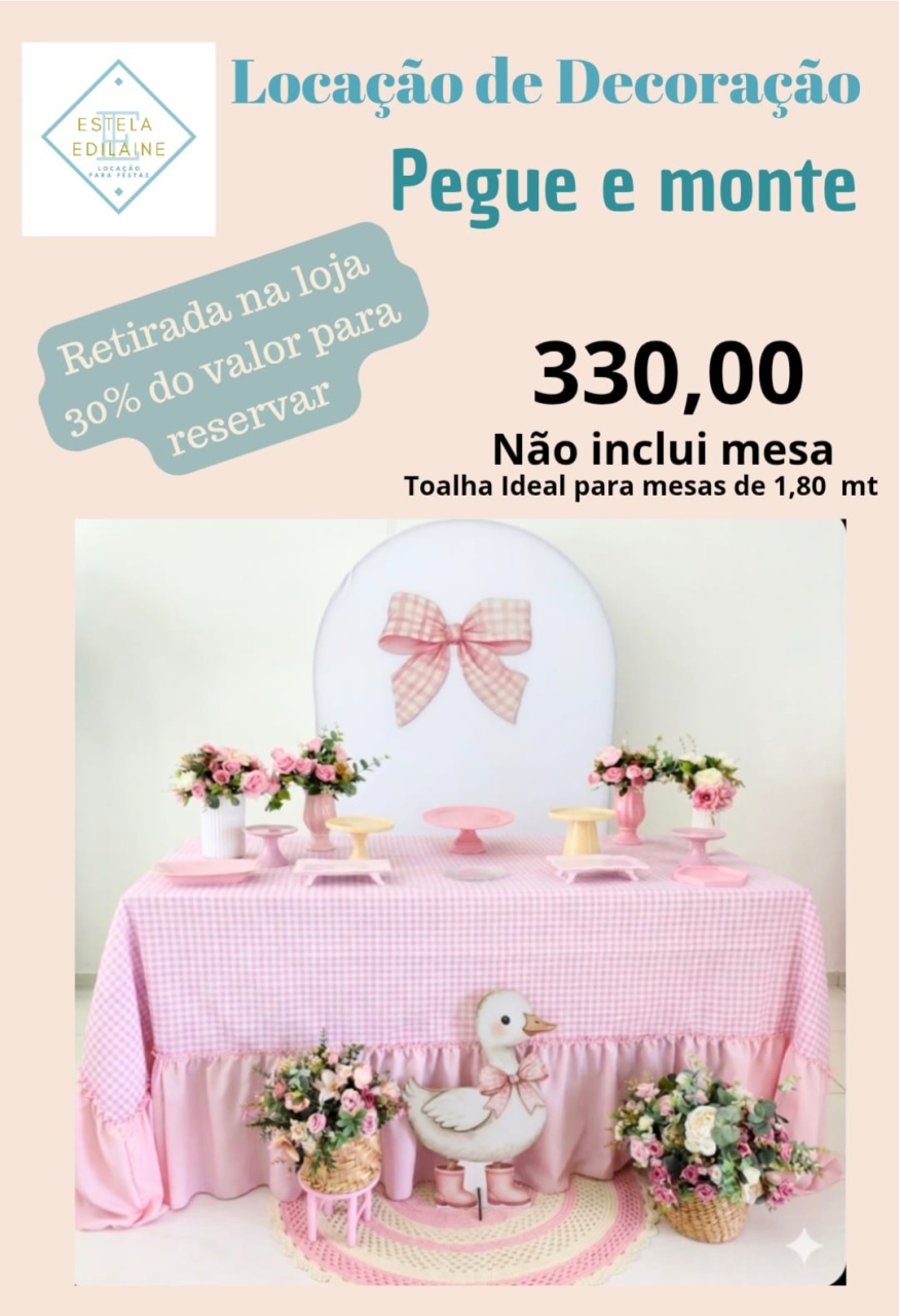 Mesa Com Toalha / Patinha Rosa - Estela Edilaine Pegue e monte 