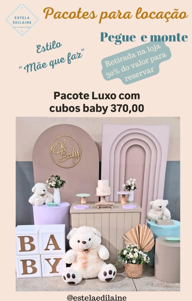 Chá Revelação Luxo C/ Cubos - Estela Edilaine Pegue e monte 