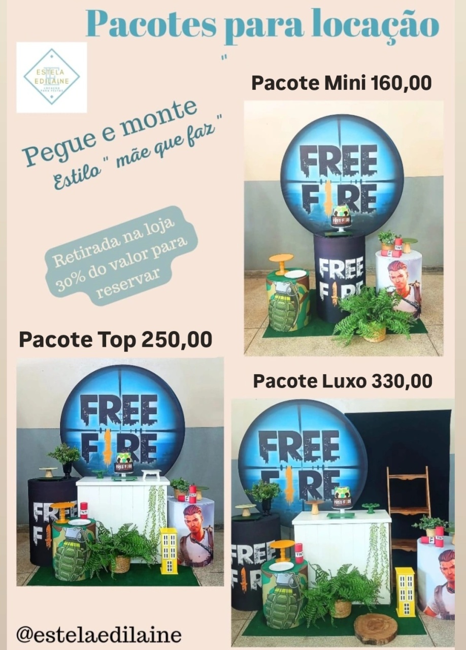 Free Fire Azul - Estela Edilaine Pegue e monte 