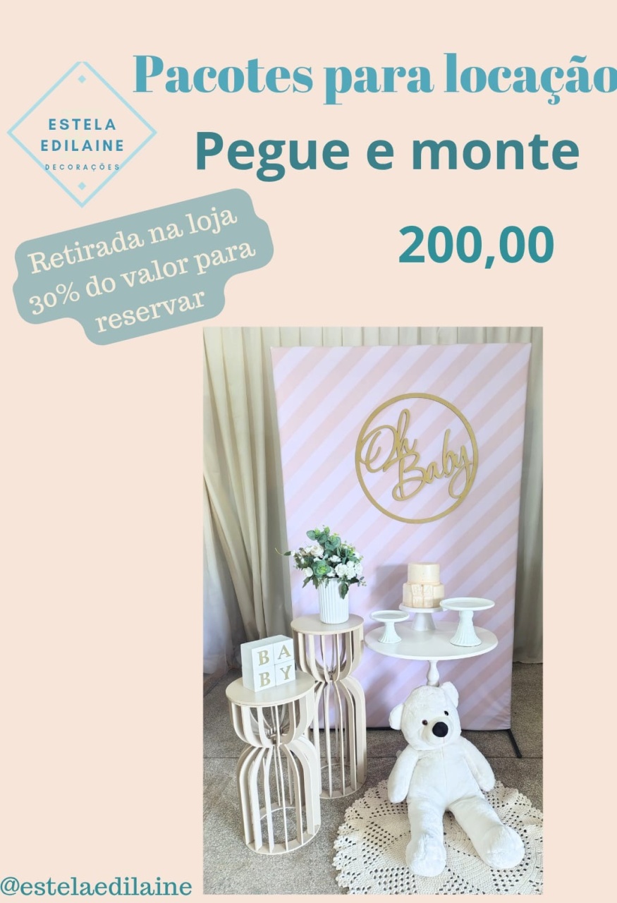 Chá de Bebê/Revelação Clean  - Estela Edilaine Pegue e monte 