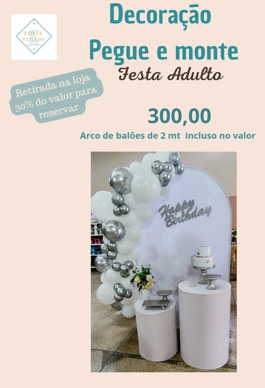 Adulto Branco E Prata Com Balões  - Estela Edilaine Pegue e monte 