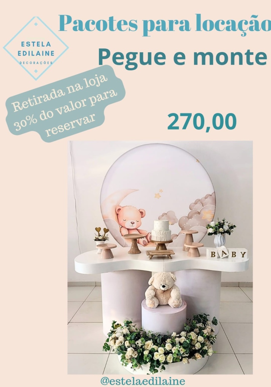 Chá de Bebê Ursinho Na Lua - Estela Edilaine Pegue e monte 