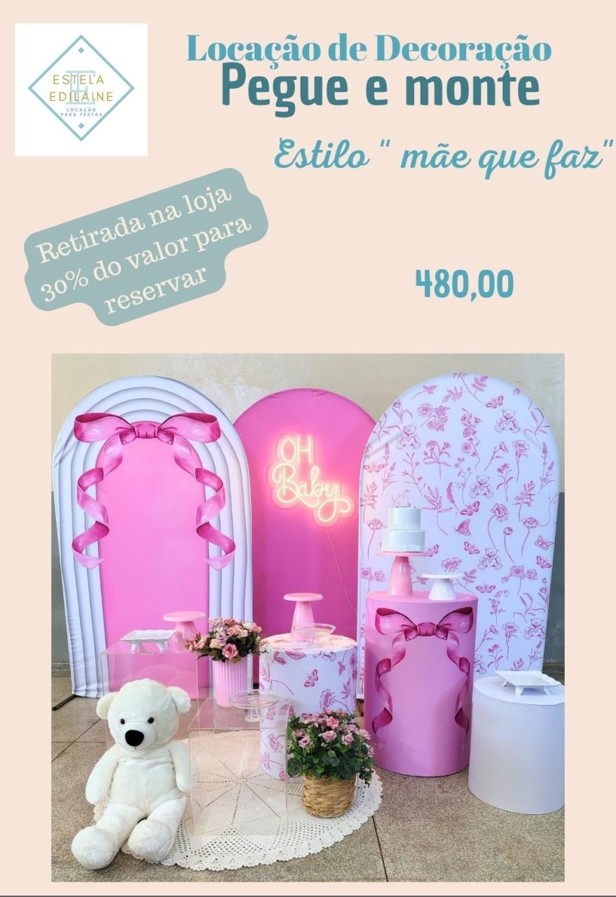 Laço Rosa  - Estela Edilaine Pegue e monte 
