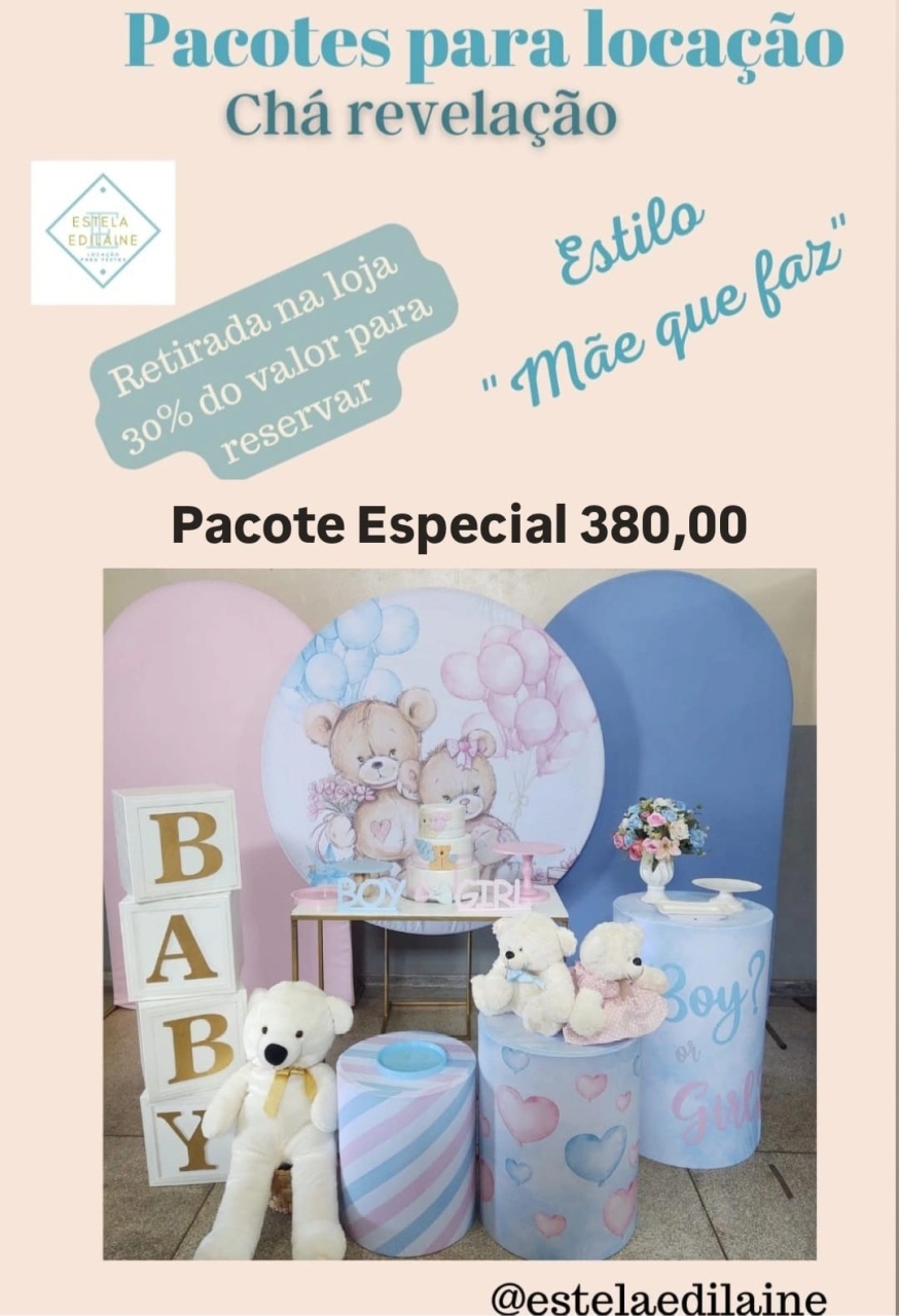 Chá Revelação Ursinho Especial  - Estela Edilaine Pegue e monte 