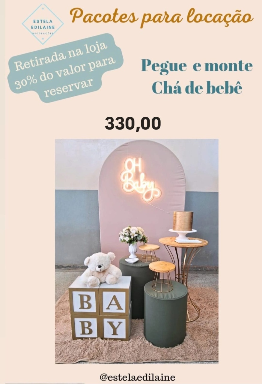 Chá de Bebê Bege E Verde - Estela Edilaine Pegue e monte 