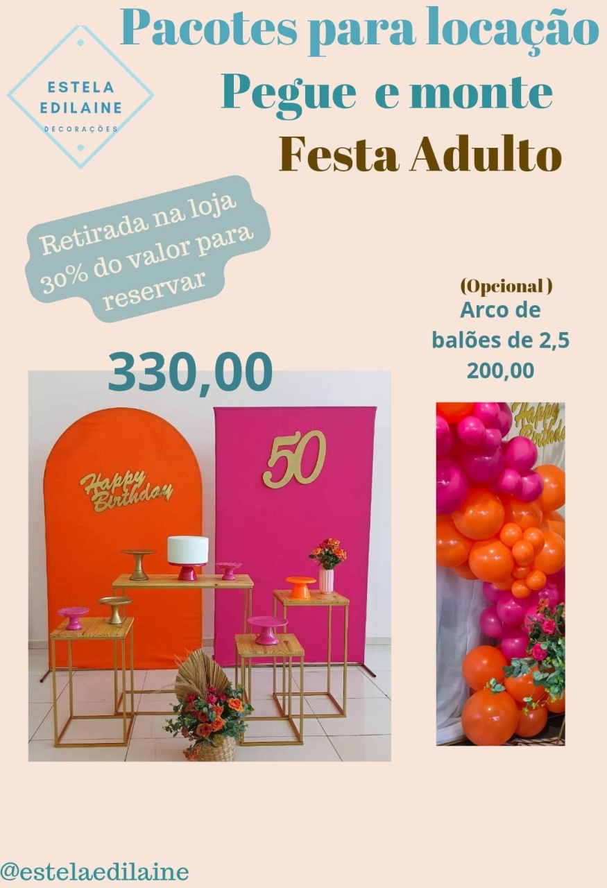 Festa Adulto Pink E Laranja - Estela Edilaine Pegue e monte 