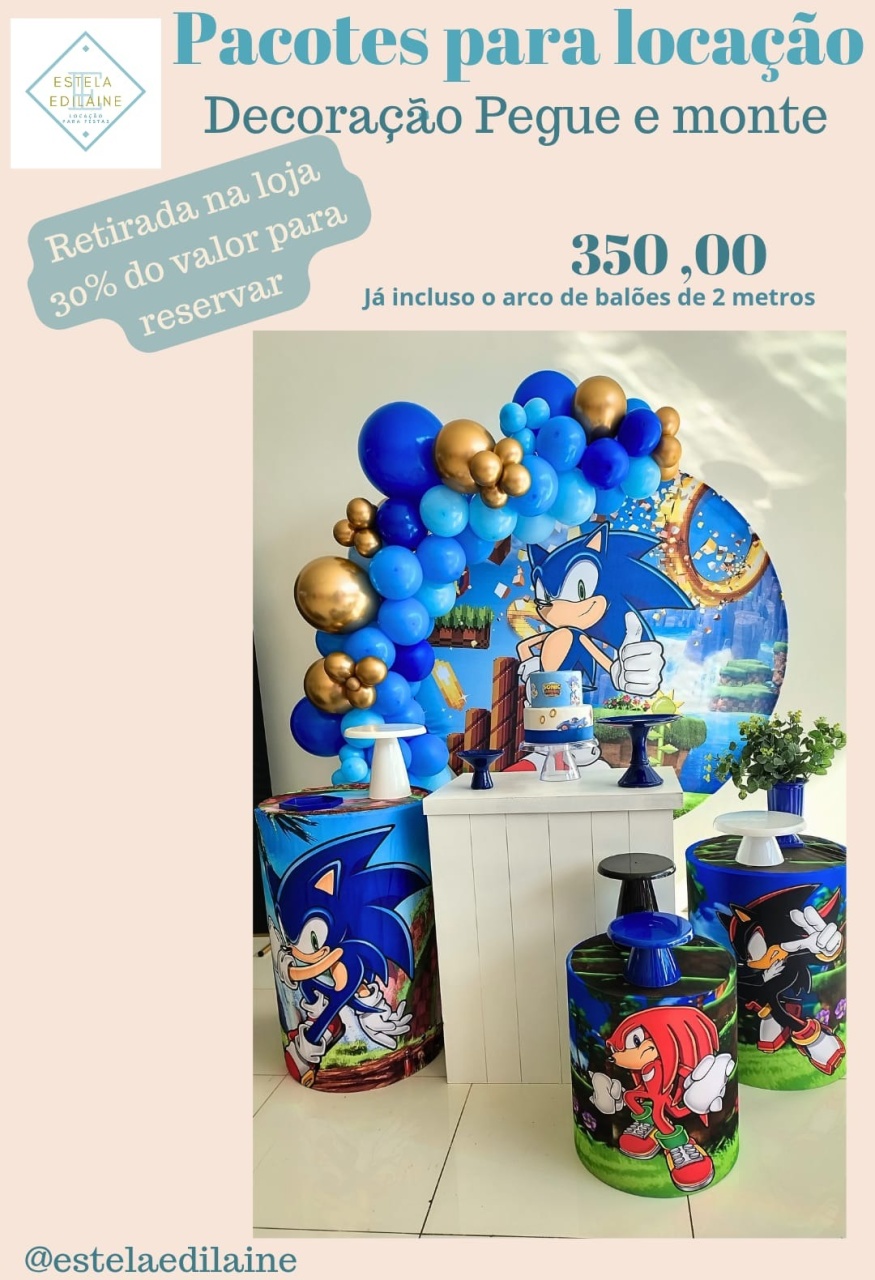 Sonic Com Balões - Estela Edilaine Pegue e monte 