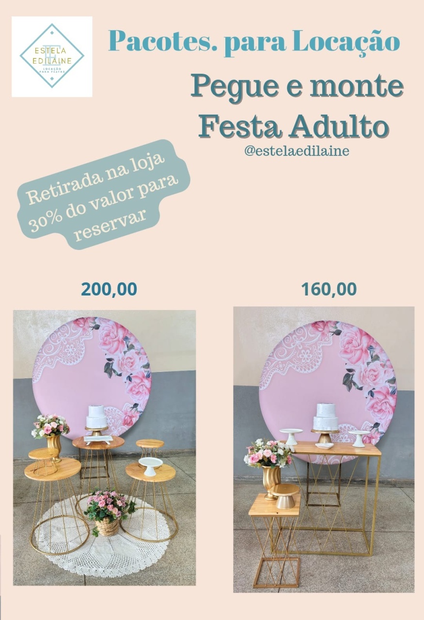 Floral Rendado Rosa / Festa Adulto - Estela Edilaine Pegue e monte 