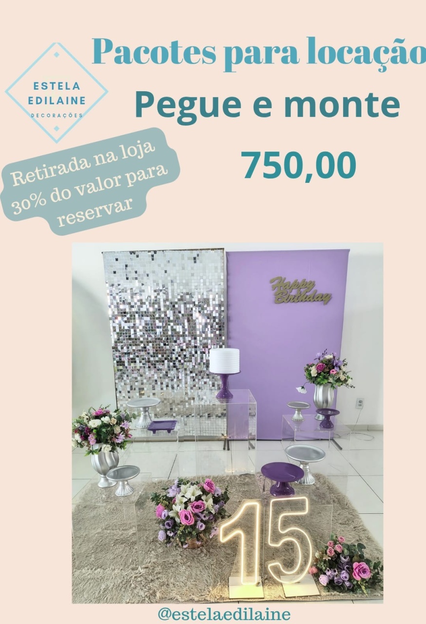 Lilás Com Painel Paetê  - Estela Edilaine Pegue e monte 