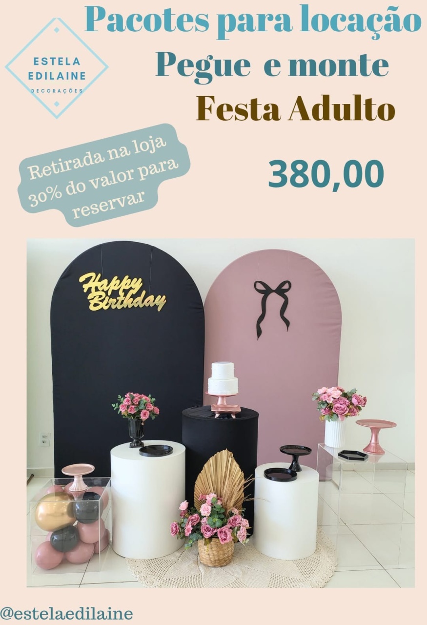 Rosé E Preto Com Laço - Estela Edilaine Pegue e monte 