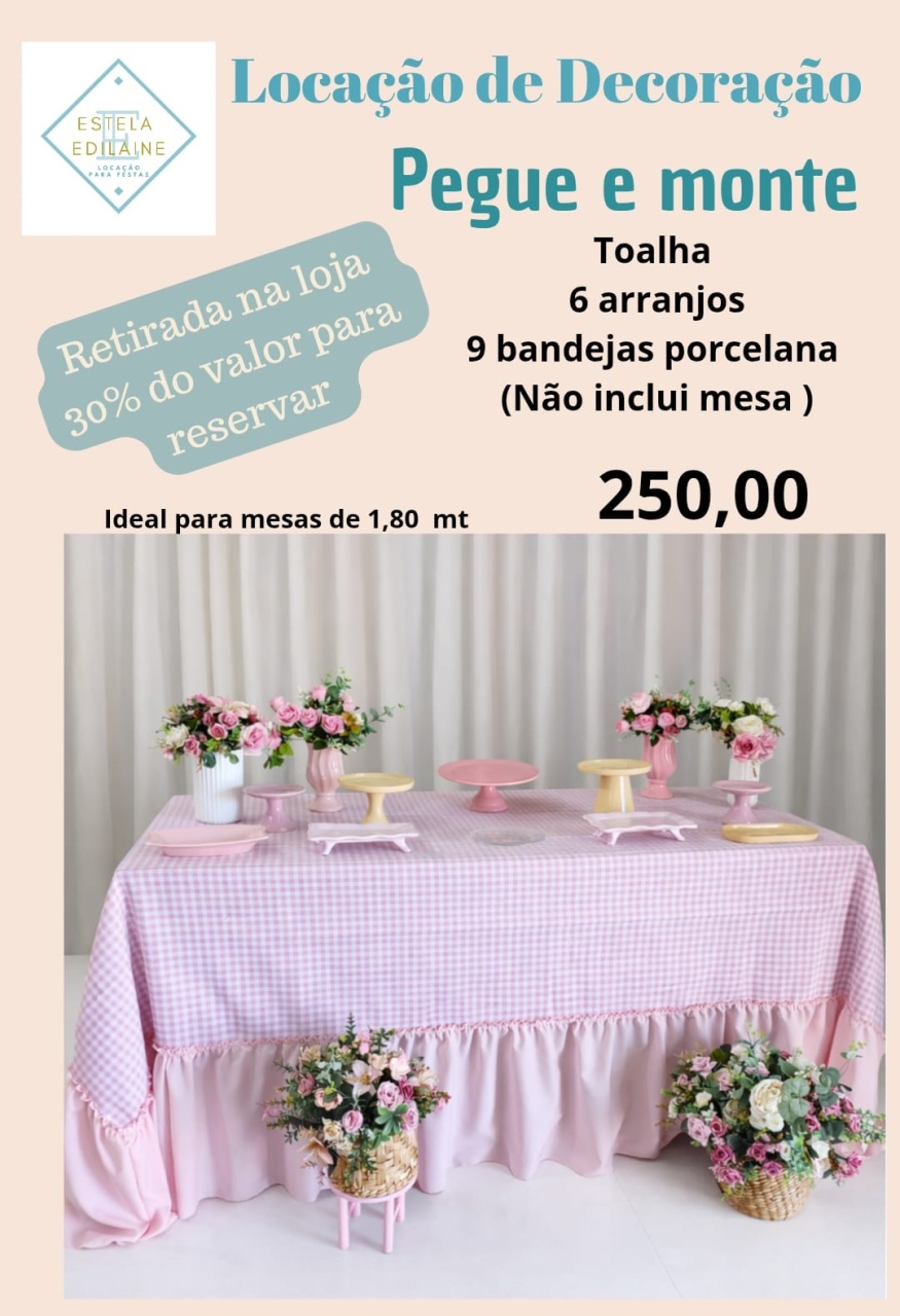 Decoração de Mesa Com Toalha 1 - Estela Edilaine Pegue e monte 